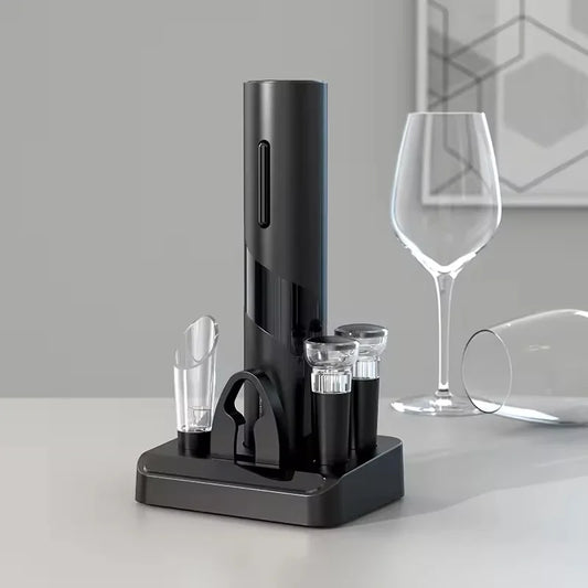 4-in-1 Electric Wine Opener: Multifunctional Corkscrew, Pourer, and Bottle Stopper for Freshness!